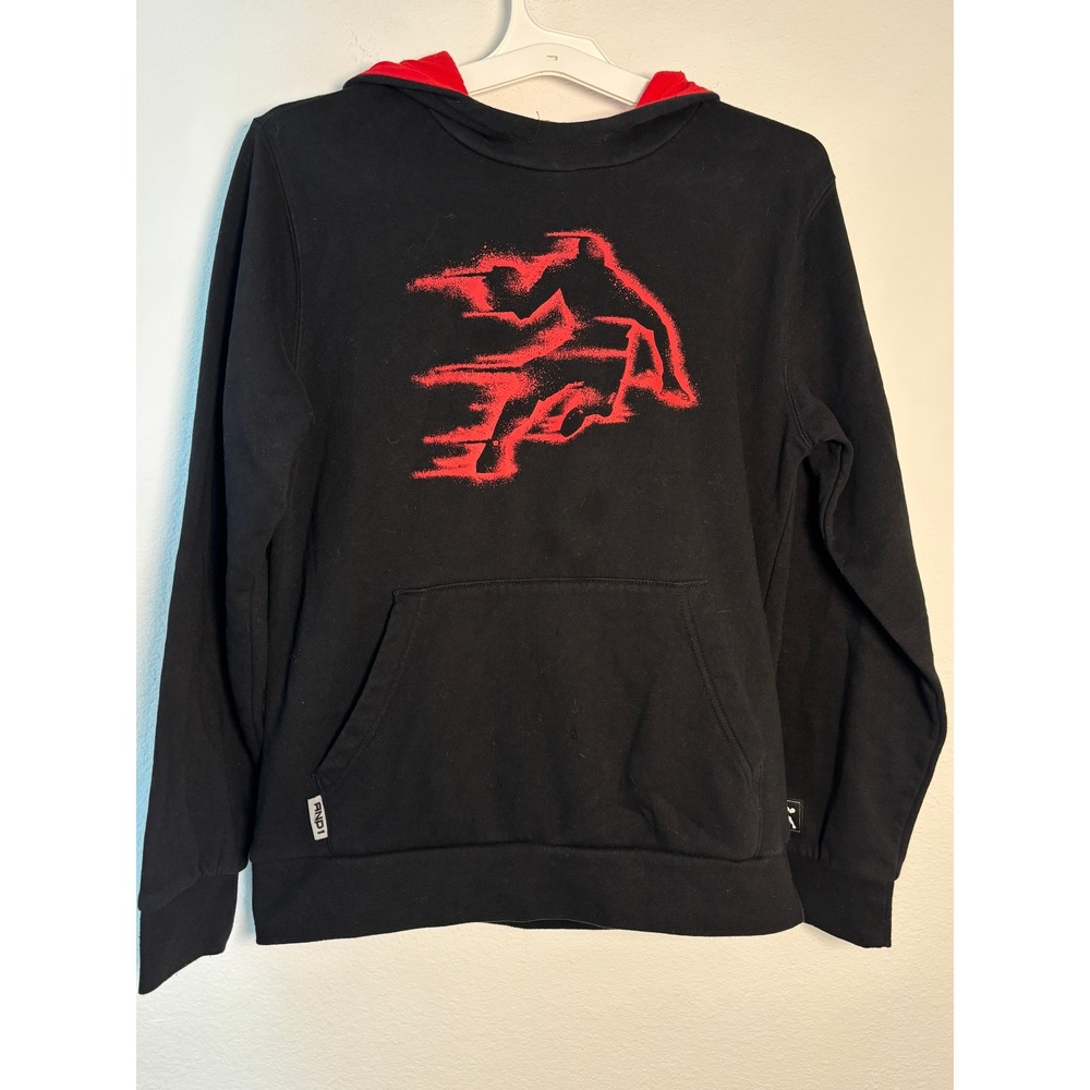 AND1 Boys Black Red Graphic Fleece Hoodie Sweatshirt XXL 18 ANB253FH05